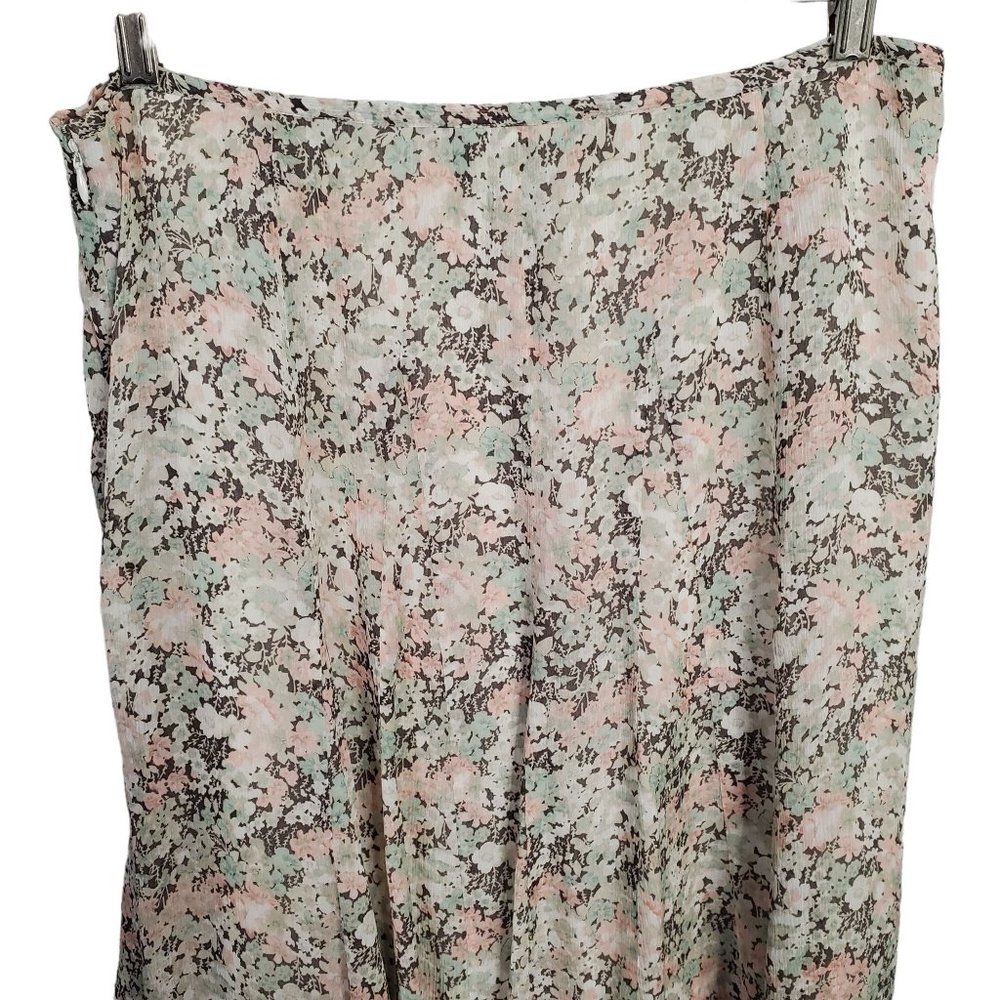 JNY Collection Size 12 Skirt Floral Crinkle 100% Silk Flowing Full Hem Midi - Picture 5 of 11